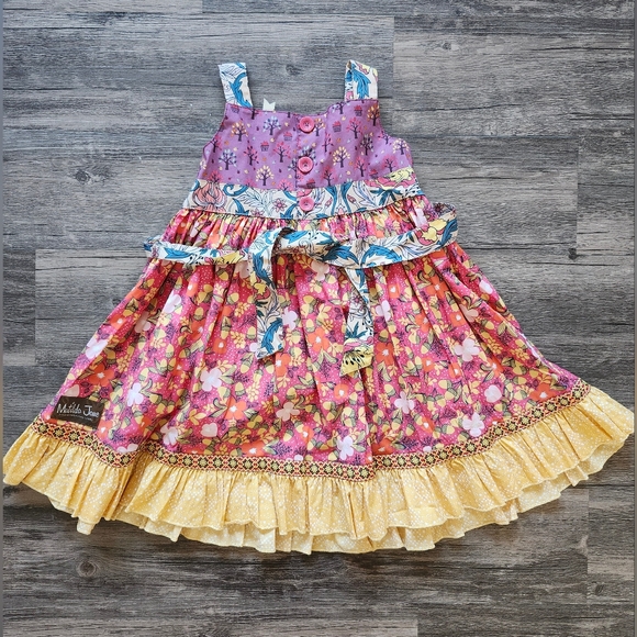 NWOT Matilda Jane Kira Knot Mixed Print Apron Dress - Picture 3 of 4